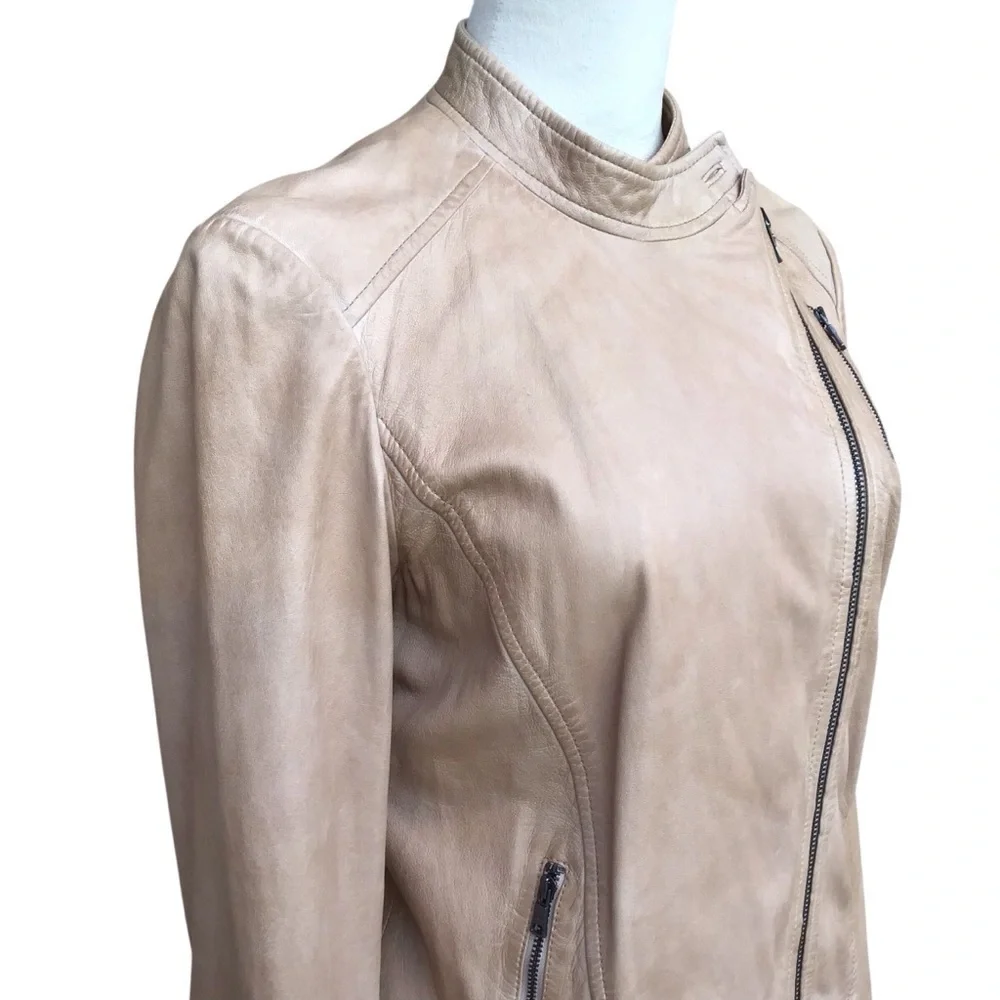 Armani Exchange Tan 100% Lambswool Full Zip Jacket Size Medium